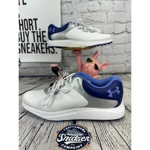Under Armour Golf Cleats Shoes Womens 10 Charged Breathe Blue White Spike less
